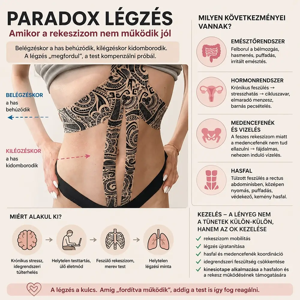 Paradox légzés és rekeszizom működési zavar szemléltetése